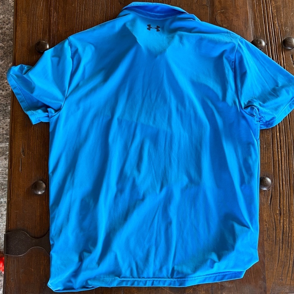 Under Armour Men's Blue Polo with Stripes - Picture 3 of 3